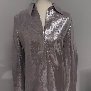 NWT Elodie The Label Belinda button down sequined top